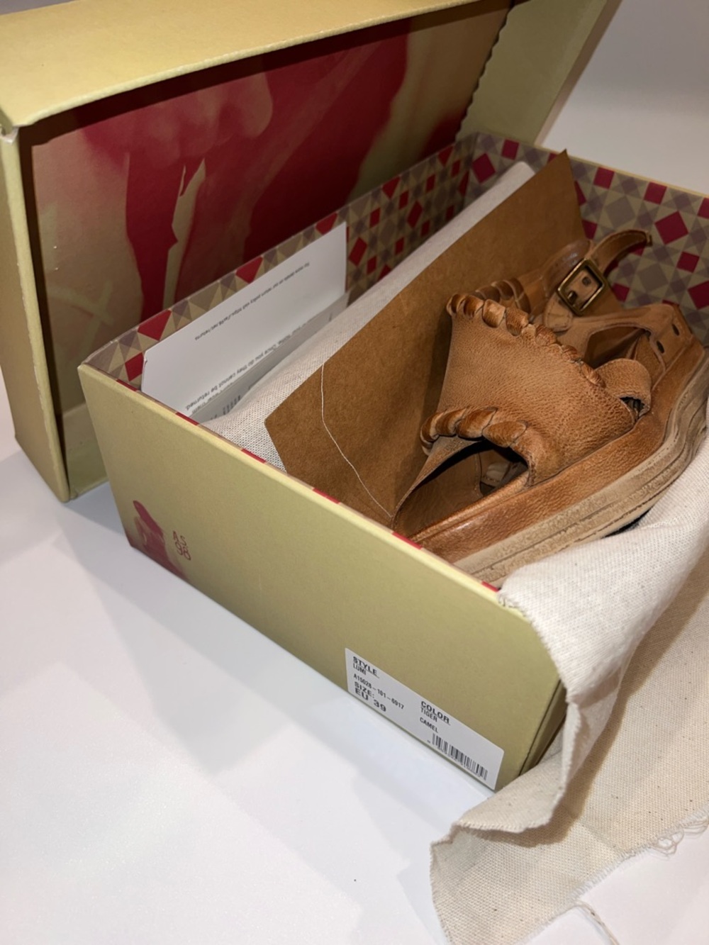 NWT A.S.98 LUMY PLATFORM LEATHER SANDAL IN CAMEL COLOR SIZE EU39/US9 - Picture 13 of 15